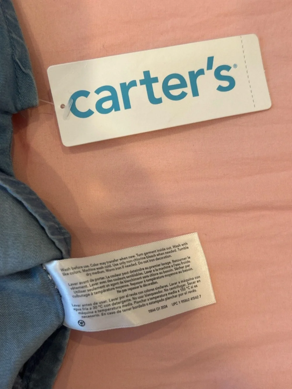 Carter's Denim Tie-Front Button-Up Top